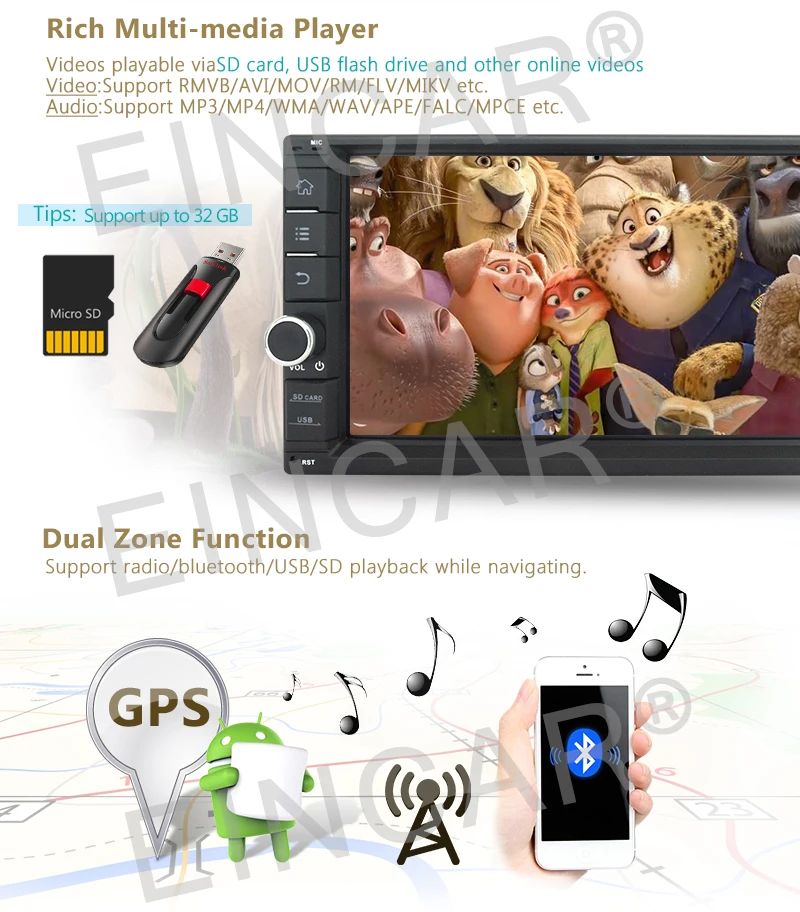 Sale CAMERA+2GB RAM Android 6.0 Double Din Car Stereo Radio GPS Wifi 3G OBD2 HD DAB+ 5