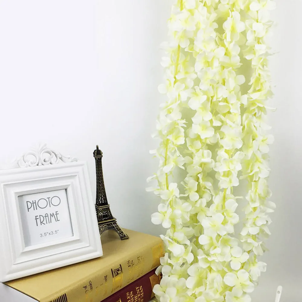 1pcs/Lot 2m Real Touch Artificial Hydrangea Party Romantic Wedding Decorative Silk Garlands Of Artificial Flowers Silk Wisteria - Цвет: D
