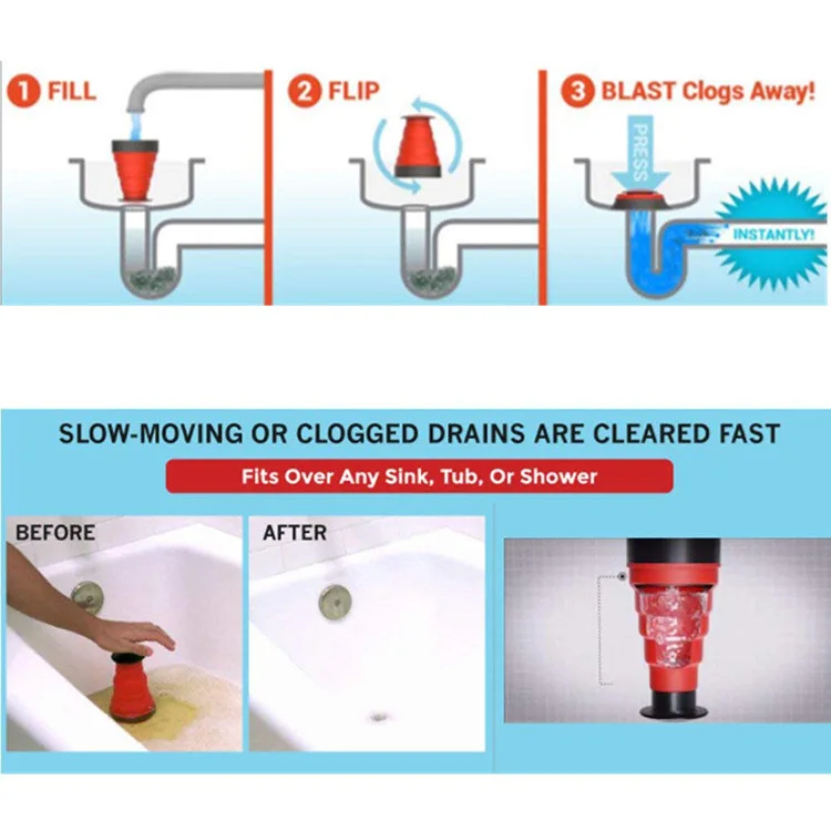 1 шт. Клог пушки высокого давления Мощный ручной воздушный сливной бластер насос для ванной кухни Плунжер для раковины трубы засоритель