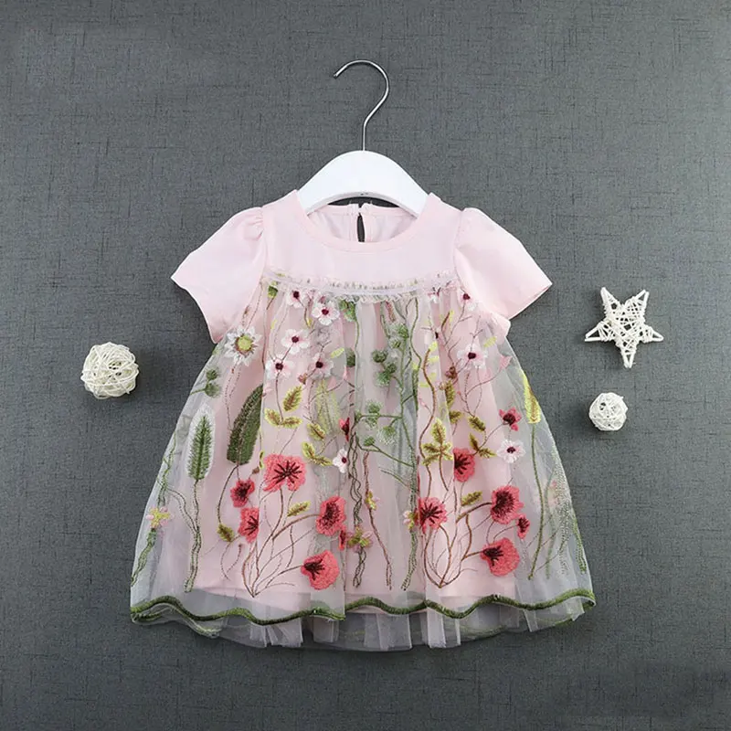 

Embroidery Summer Tutu Princess Dressing for Newborns 1 Year Birthday Party Dress Cotton Infant Baby Girl Christening Dresses