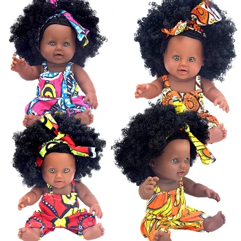 

lady hair reborn black doll 12inch bathing real baby silicone vinyl pop boneca baby soft toys toy girl kid gift princess
