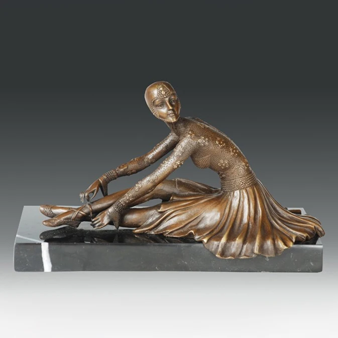 

Bronze Statue dancing girl sculpture woman dance-hostess figurine home decoration Upscale Artworks