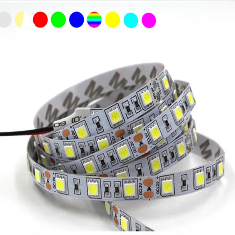 Светодиодная лента 12 В SMD 5050 60 светодиодов/м светильник RGB гибкий диодный не