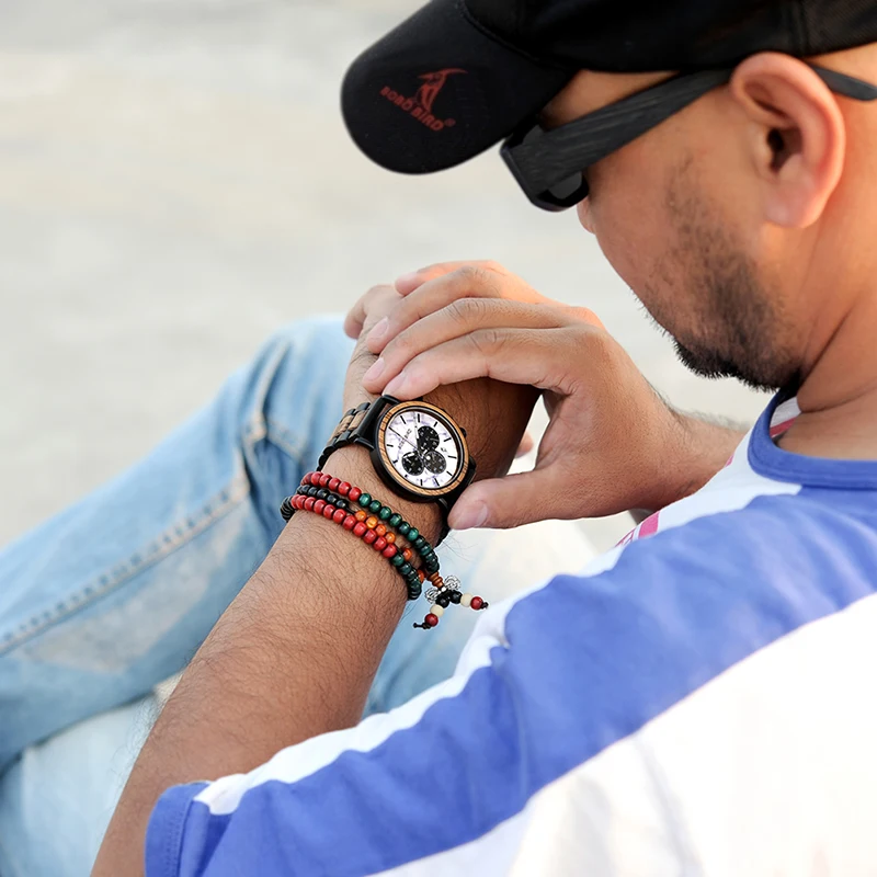 relogio masculino BOBO BIRD Watch Men Luxury Stylish Wood Watches Timepieces Chronograph Military Quartz Men's Gift