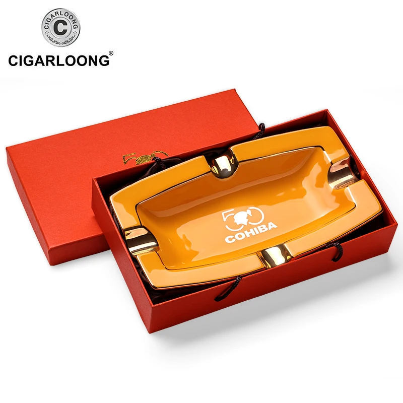 COHIBA гаджеты для сигар керамическая пепельница 4 держателя квадратная ясень