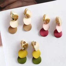 Chadestinty корейский, геометрической формы серьги круглые Клипсы Серьги без пирсинга женские ювелирные изделия Желтый Розовый ушные клипсы манжеты серьги
