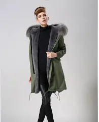 Новая Мода натуральный мех пальто для женщин, большой зеленый воротник меховое пальто; парка, поставщик фабрики цена