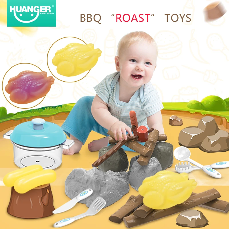 

Huanger Baby Kitchen Toy Children Pretend Playset Outdoors BBQ Grill Mini Food Play set Children Kid Educational Toys Gift