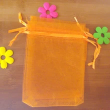 500 шт 10*15 см оранжевый подарочная Сумка из органзы стенд для ювелирных украшений сумки мешок шнурок для браслета/ожерелья Мини мешок пряжи