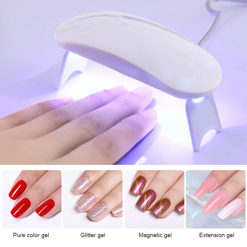 UR SUGAR Full Manicure Nail Set 6W UV LED Lamp with 7.5ml Semi Permanant Color UV Gel Polish Top Base Coat Nail Art Tools Kit