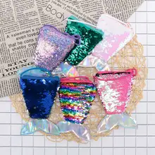 Хвост русалки блестками портмоне женские Мини-кошельки маленький мешок для монет модная одежда для девочек длинные кошелек на веревке детей деньги карты Чехол