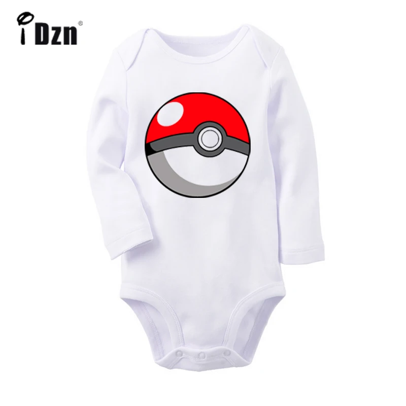 Классический Аниме Пикачу Pokemon Poke шарик PokeBall дизайн для новорожденных боди малышей с длинным рукавом Onsies комбинезон хлопковая одежда - Цвет: JaBaby1038WC
