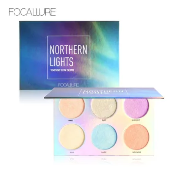 

Focallure Rainbow Highlighter Powder Makeup Palette 6 Colors Soft Mineral Face Bronzer Highlighter Contouring Concealer Glow Kit