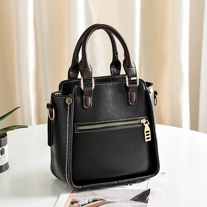  New Vintage Women Leather Handbags Zipper Decorative Women Bags Designer Bucket Bag Fashion Tassel  - 33053925230