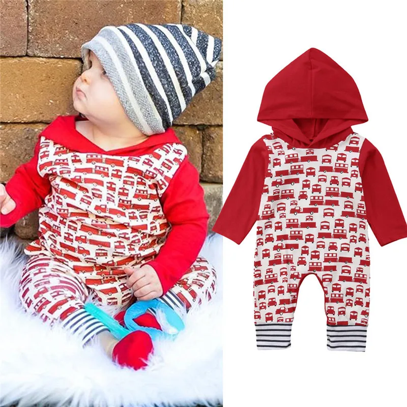 red hooded romper