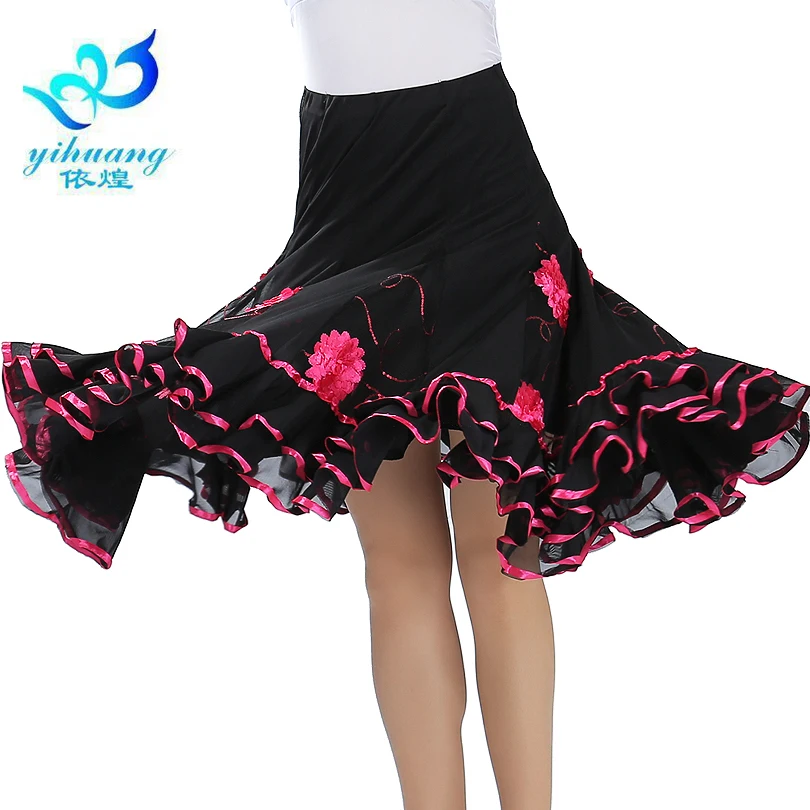 Ballroom Dance Costume Skirt Modern Standard Waltz Dancer Half Dress Latin Salsa Cha Cha Big Swing Elastic Waistband A2537
