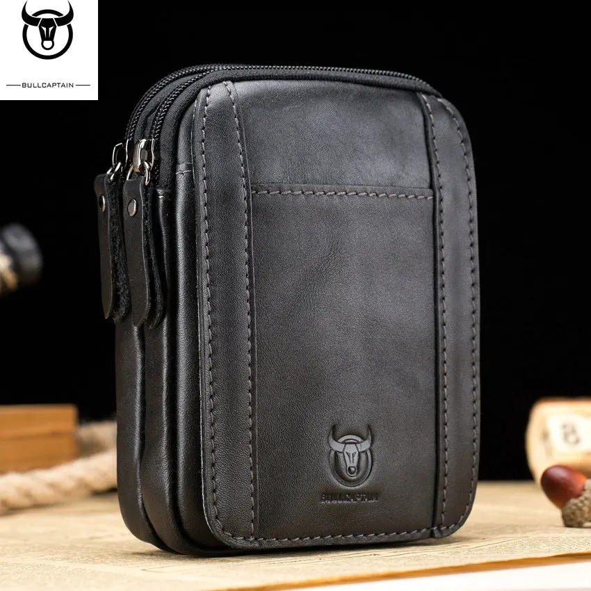

BULLCAPTAIN Genuine Leather Multifunction Casual Daily Fashion Small Messenger Shoulder Bag Designer Waist Belt Bag Pouch