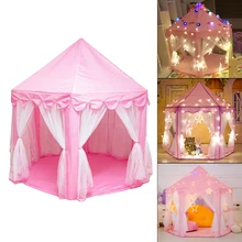 Обновления шесть корейских Угол розовый Замок принцессы Марля палатка для девочек большой крытый огни шары игрушка игры на открытом воздухе пул Playhouse