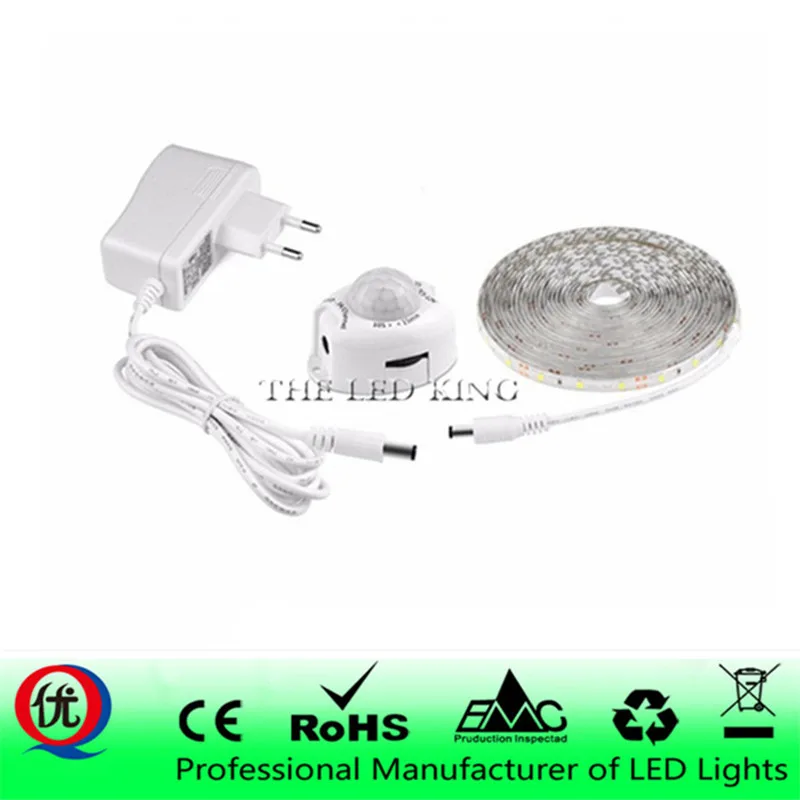 

LED Motion Sensor Cupboard Wardrobe Bed lamp Under Cabinet Night light Flexible LED Strip 12V Tape 110V 220V US EU Power Supply