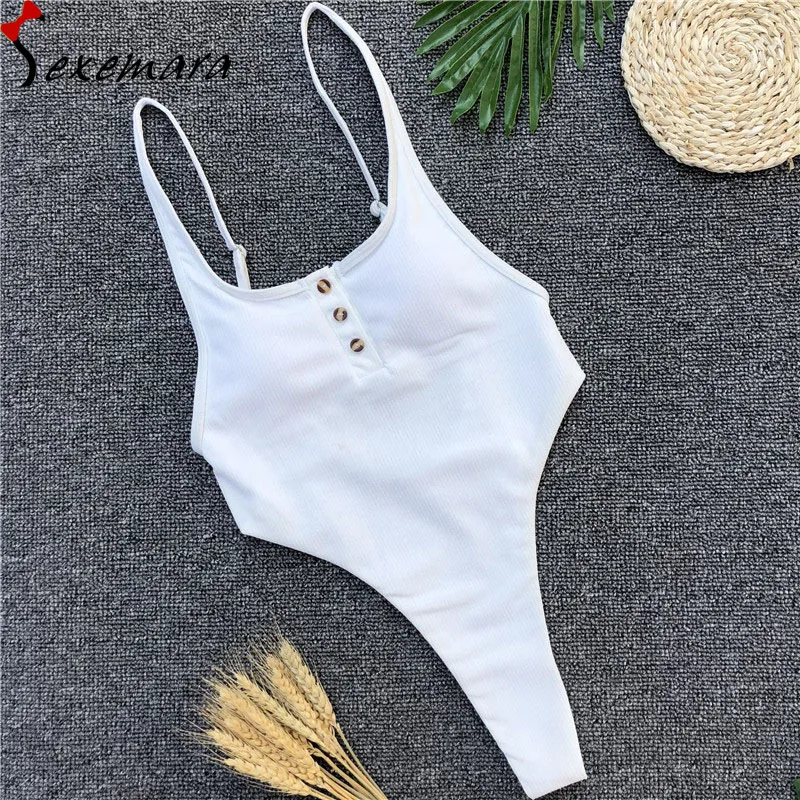 

hot sale button one-piece swimwear for women black/white/red thong biquini bodysuit traje de bano mujer badpak mayo bayan 2018