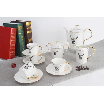

Europe Bone Porcelain Coffee Cup Dish Suit Trace A Design In Gold Edge Deer Head Pattern Ceramics Afternoon Tea Set Shop