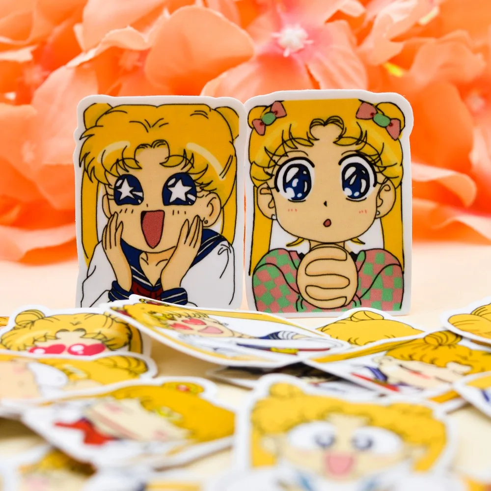 

38pcs Japanese Pretty Cartoon Sailor Moon Girl Sticker Scrapbooking Decorative series 1 /waterproof paper stickers
