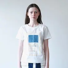 Bebobsons Модные женские белые футболки математическая вышивка печать с коротким рукавом o-образным вырезом свободные женские футболки Лето