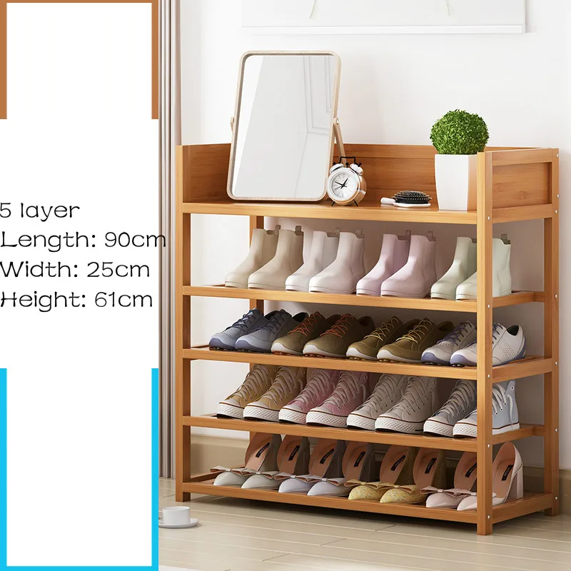 Простой стеллаж для хранения обуви многофункциональный домашний шкафчик для обуви многослойный пылезащитный экономичный твердый деревянная обувная полка - Цвет: 3