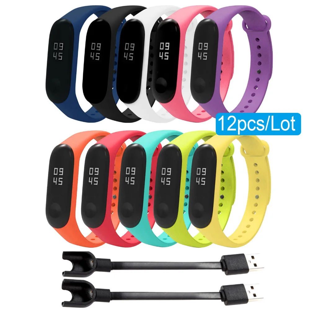 

Gosear 10pcs Replacement Watch Wrist Strap Bracelet Band + 2pcs USB Charger Charging Cable for Xiaomi Mi Band 3 Miband 3