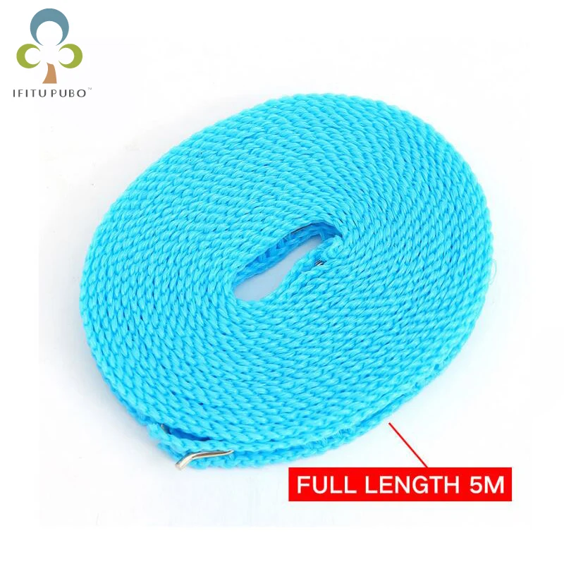 

5m Length Clothes Drying Hangers Outdoor Anti Slip Slide Rope Clothesline Washing Line With Metal Hook Laundry Storage Racks WYQ