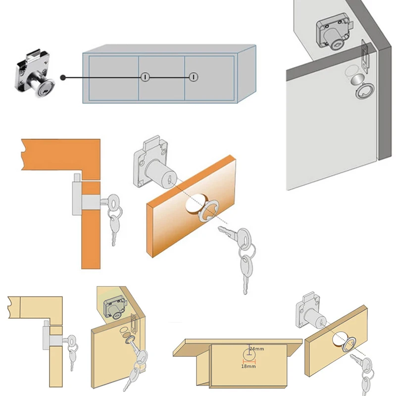 

Drawer Lock With 2 Keys Zinc Alloy Furniture Door Cabinet Locks for Office Desk Letter Box Dropshipping