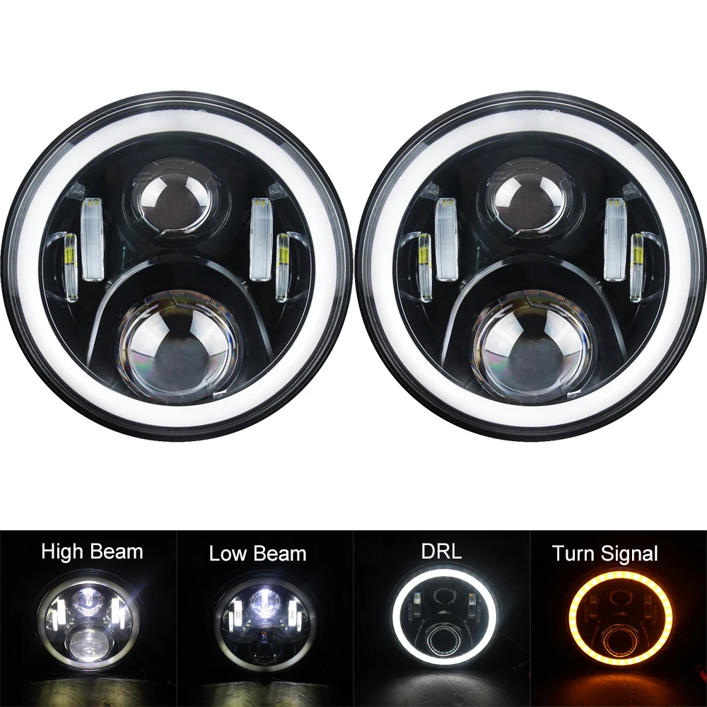 

7inch Led Headlight For Lada Niva 4X4 1995 LED DRL lights with White Daytime Running Light Amber Turn Signal Tail light