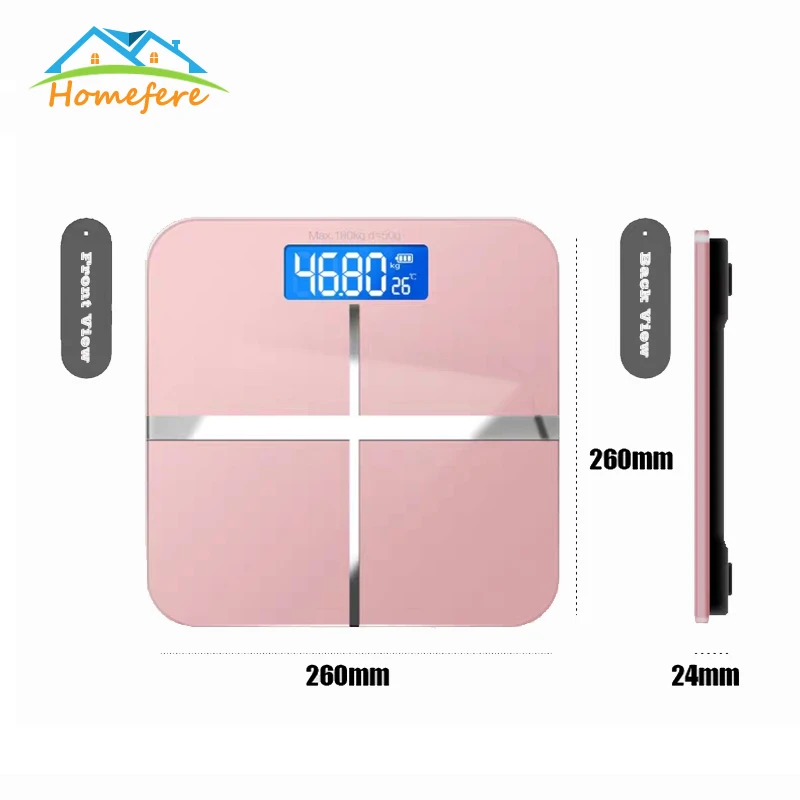 USB Charging Model Bathroom Floor Body Scale Glass Smart Household Electronic Digital Weight Balance LCD Display 180KG/50G