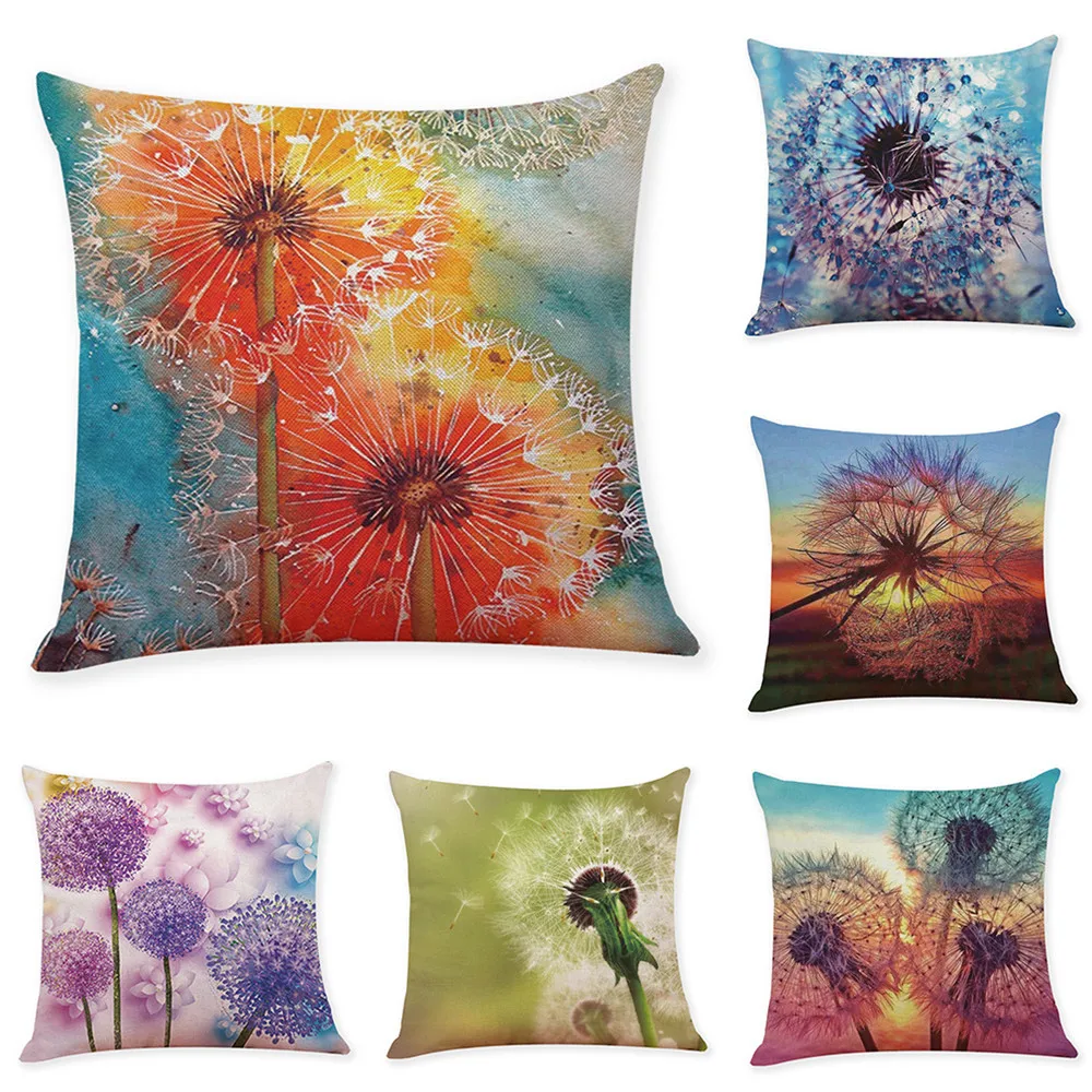 

45*45CM Cushion Cover Beautiful Dandelion Throw Pillowcase Pillow Covers Decorative Square Pillow Dobby Throw Waist