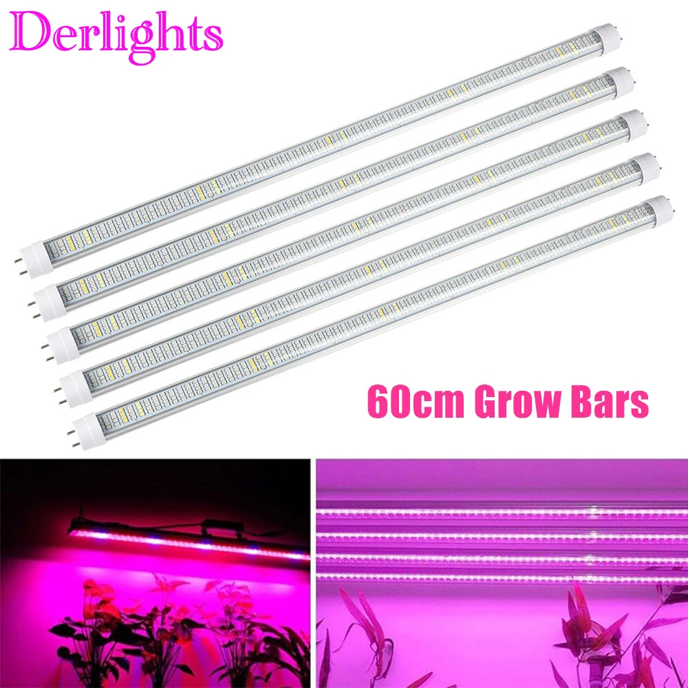 Details about   5pcs 48 LED Grow T8 light Full Spectrum Indoor Plant Growing Strip Lamp Veg XN 