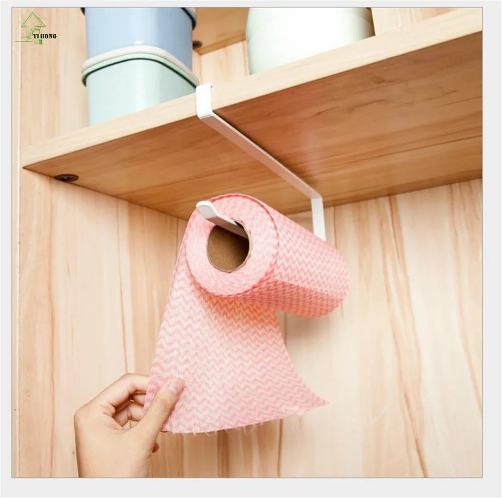 Wall Mounted kitchen paper holder Towel Rack bathroom shelf Toilet Sink Door Hanging Organizer Storage Hook Holder Rack