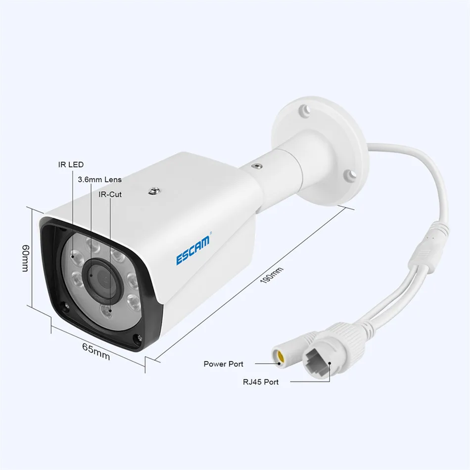 ESCAM QH002 IP камера HD 1080P Onvif H.265 P2P Открытый IP66 водонепроницаемый ИК Пуля с умным анализом функция безопасности