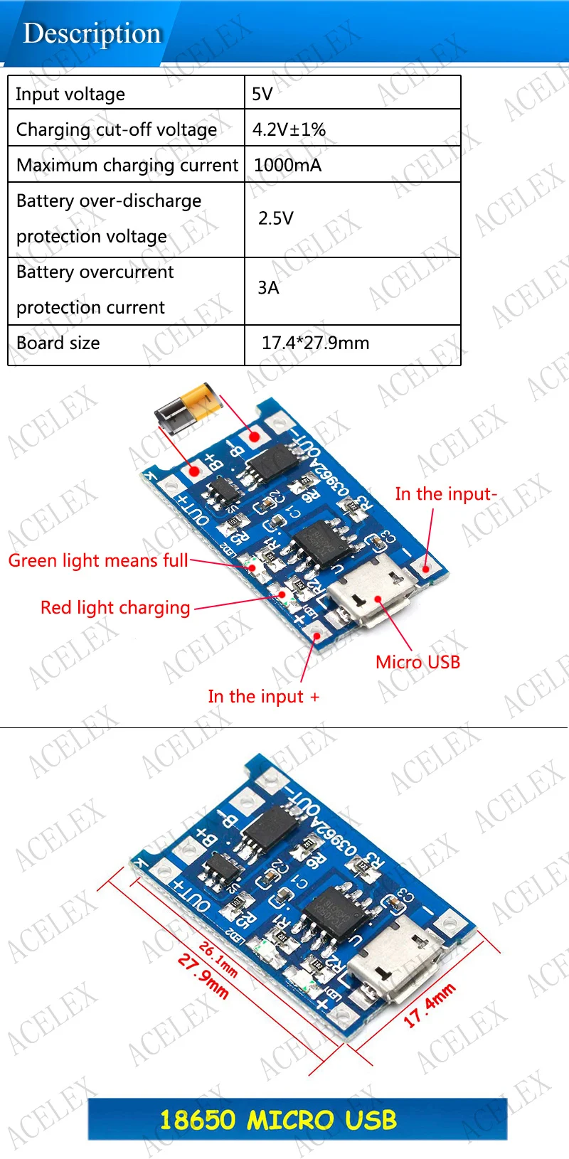 Type-c/Micro USB 5V 1A 18650 TP4056 модуль зарядного устройства литиевой батареи зарядная плата с защитой двойные функции 1A li-ion