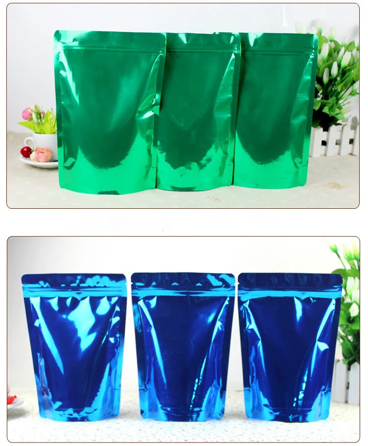 50 шт. Zip lock встать мешок еда конфеты подарок кофе хранения упаковки пакеты из алюминиевой фольги уплотнительное мешочек маленький большой посылка