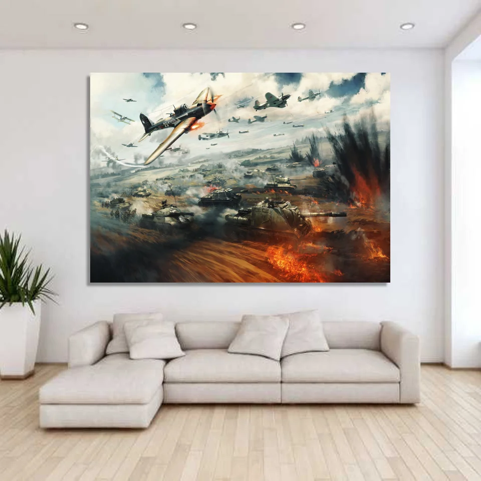 1 Piece Canvas Art Painting War Thunder Battle Hd Printed Wall Home