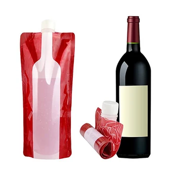 

5Pcs/set Foldable Wine Bag 750 ml Portable Reusable Plastic Wine Bottle Pouch Hip Flask Liquid Proof Accessories For BBQ Travel
