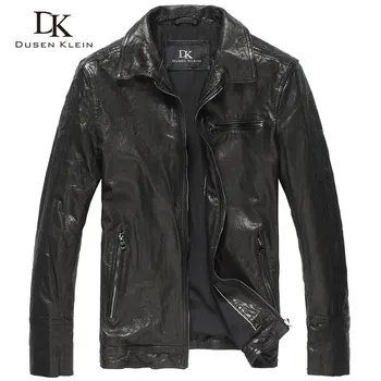 

Motorcycle leather jacket men Dusen Klein Brand Genuine sheepskin Autumn/Slim Designer Outerwear Fashion leather jacketDK131
