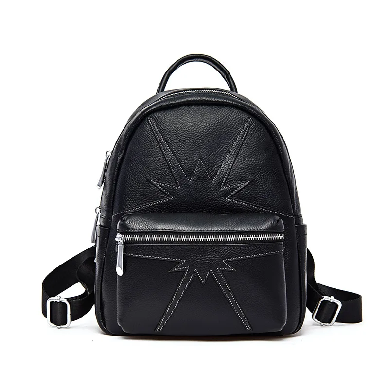 

LOEIL The first layer of leather shoulder bag female leather wild bag female bag casual ladies Korean student backpack