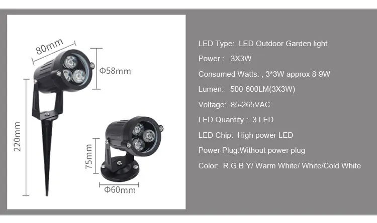 Садовый светодиодный светильник 3 Вт, уличный ландшафтный светильник ing IP65 12 в 110 В 220 В, водонепроницаемый светильник для газона, светильник для дорожки