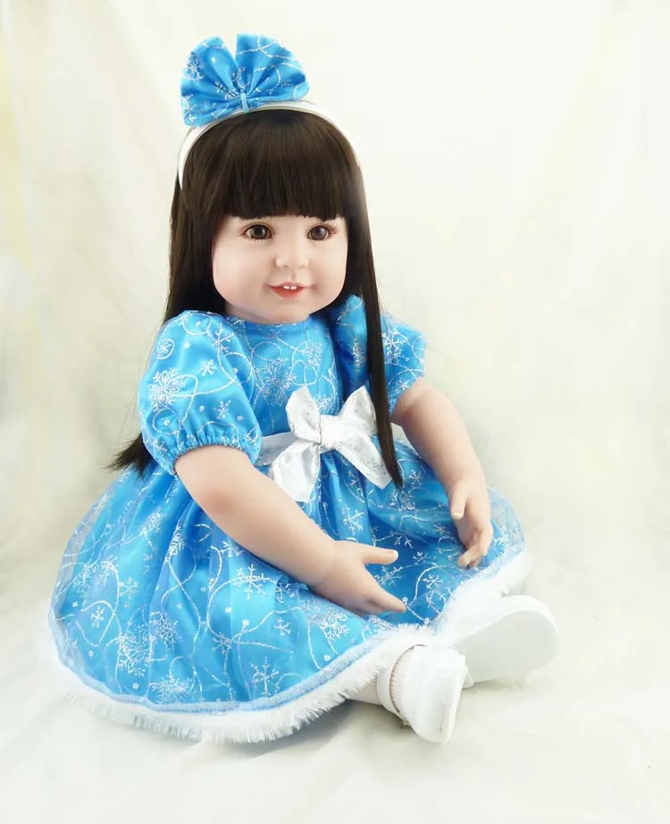Forrsdor 22inch55cm Популярные синий лед принцесса моделирование для маленьких девочек с длинными волосами хлопок средства ухода за кожей силиконовые реборн