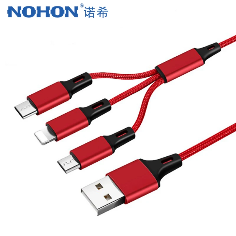 NOHON 3 в 1 Micro usb type-C кабели для зарядки для iPhone 7 8 6s Plus X Xiaomi samsung универсальный кабель для зарядки телефона 1,2 м