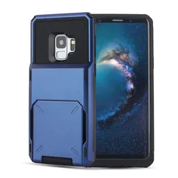Premium Flip Card Slots Business Armor Case - Elegant and Durable Protection - Galaxy Note 8 (Case - Blue)