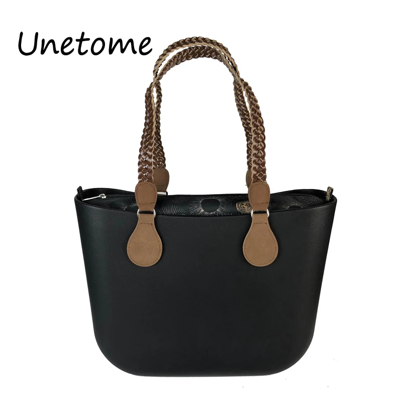 

Classic size O bag obag style waterproof EVA body with weave handle print insert women handbag Rubber Silicon Bag
