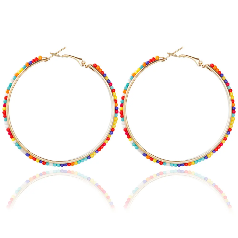 

Bohemia Bon Bon Ball Multicolor Beads Earrings Exaggerated Circle Earrings Jewelry For Women Wedding Gift Explosion Models
