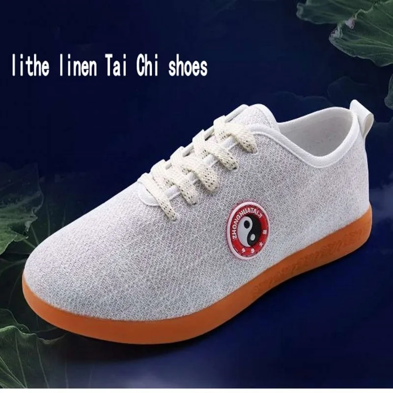 

2019 New Chinese Kung fu shoes Tai chi Natural Linen fabric Wu shu for men or woman Martial arts products Performance shoes
